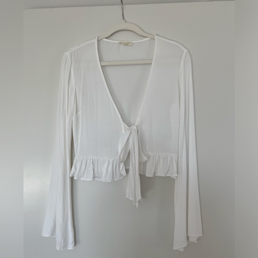L.A. Hearts White Ruffle Tie Front Blouse